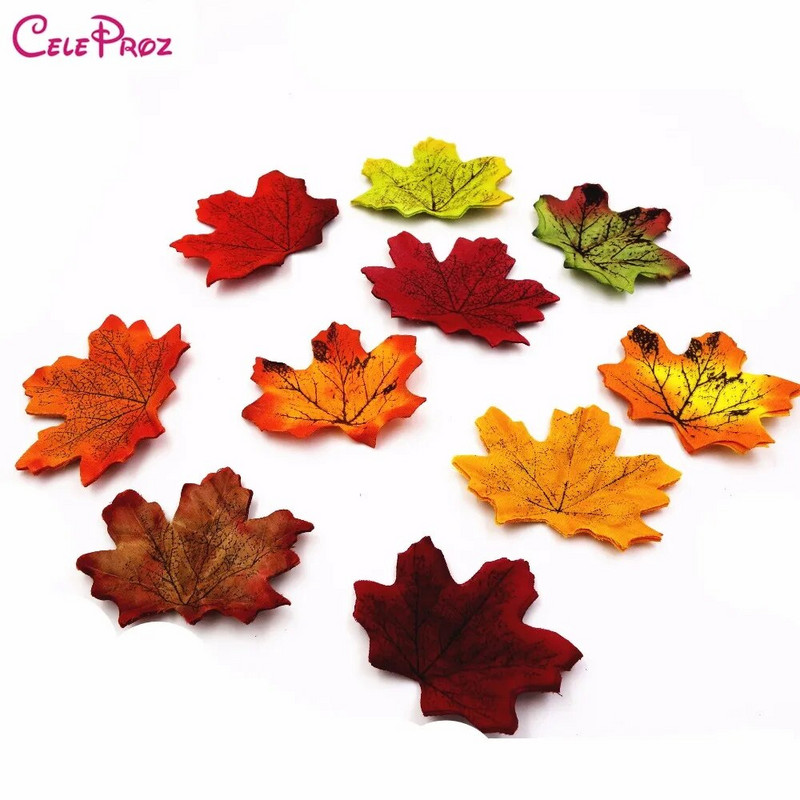 50/100 vienetų dirbtinio šilko klevo lapų audinys, medžio lapas, pasidaryk pats, vestuvių gimtadienio renginys įvairiaspalvis rudens rudens teminis vakarėlio dekoras