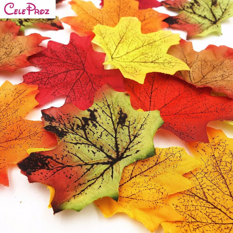 50/100 vienetų dirbtinio šilko klevo lapų audinys, medžio lapas, pasidaryk pats, vestuvių gimtadienio renginys įvairiaspalvis rudens rudens teminis vakarėlio dekoras