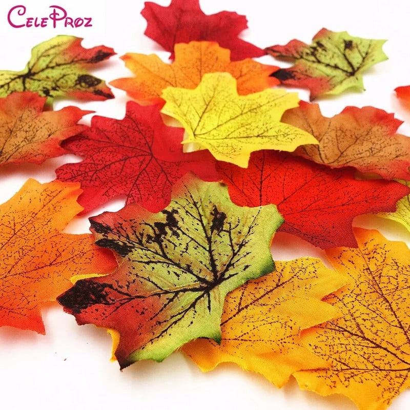 50/100 vienetų dirbtinio šilko klevo lapų audinys, medžio lapas, pasidaryk pats, vestuvių gimtadienio renginys įvairiaspalvis rudens rudens teminis vakarėlio dekoras