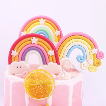 Rainbow Birthday Cake Decoration Сладък анимационен Rainbow Cake Toppers Kids Girls Happy Rainbow Cloud Unicorn Birthday Cupcake Decor