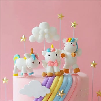 Rainbow Birthday Cake Decoration Сладък анимационен Rainbow Cake Toppers Kids Girls Happy Rainbow Cloud Unicorn Birthday Cupcake Decor