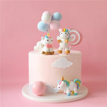 Rainbow Birthday Cake Decoration Сладък анимационен Rainbow Cake Toppers Kids Girls Happy Rainbow Cloud Unicorn Birthday Cupcake Decor