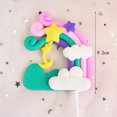 Szivárványos születésnapi torta dekoráció Aranyos rajzfilm szivárványos tortafestékek gyerekeknek lányok boldog szivárványfelhő egyszarvú születésnapi cupcake dekoráció