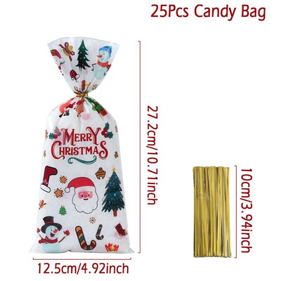 25/50 vnt Kalėdų dovanų maišelis Saldainių krepšys 2023 Linksmų Kalėdų papuošimas namams Kalėdų Kalėdos Navidad Noel Naujųjų Metų pakavimo maišeliai