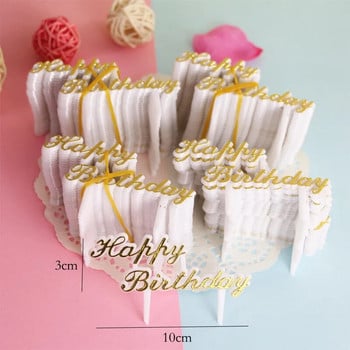 20 бр. Пластмасов Gittler Happy Birthday Cake Topper Bling Decoration Sign Честит рожден ден Cake Topper Girl`s Birthday Dessert Decor