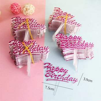 20 бр. Пластмасов Gittler Happy Birthday Cake Topper Bling Decoration Sign Честит рожден ден Cake Topper Girl`s Birthday Dessert Decor