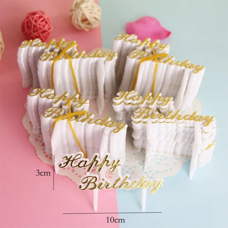20 vnt. plastikinis Gittler Happy Birthday Cake Topper Bling Dekoratyvinis ženklas Happy Birthday Cake Topper Merginos gimtadienio deserto dekoras