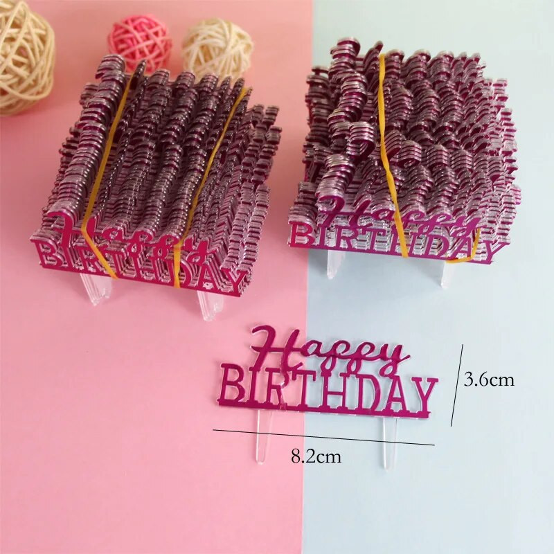 20 vnt. plastikinis Gittler Happy Birthday Cake Topper Bling Dekoratyvinis ženklas Happy Birthday Cake Topper Merginos gimtadienio deserto dekoras
