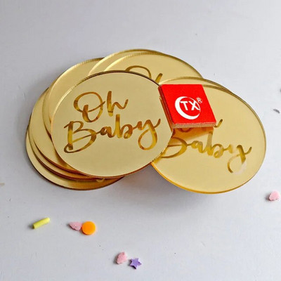 Naujas raudono aukso akrilo šoninis su gimtadieniu torto dangtelis Auksinis akrilinis dangtelis vakarėlio reikmenims Kepimo įrankiai Tortų papuošimai