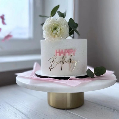 Naujas raudono aukso akrilo šoninis su gimtadieniu torto dangtelis Auksinis akrilinis dangtelis vakarėlio reikmenims Kepimo įrankiai Tortų papuošimai