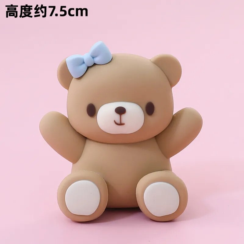 Kūdikio gimtadienio torto apmušalas Mėlynas rožinis meškiukas Statulėlė Lėlės Torto papuošimai Berniukai Mergaitei Vaikai Pirmojo gimtadienio vakarėlio torto viršelio įdėklas