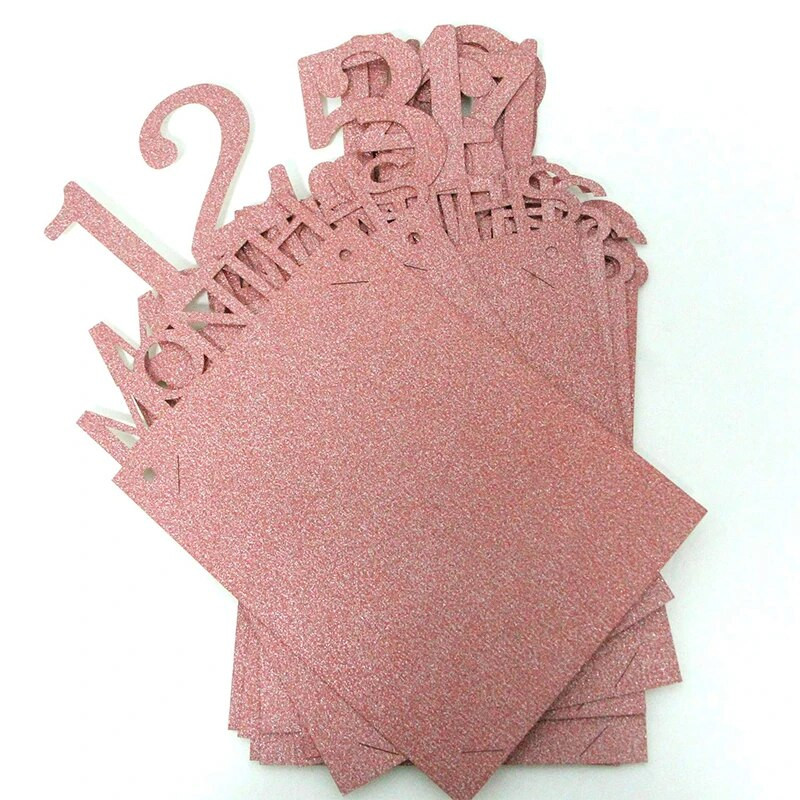 12 mėnesių nuotraukų rėmelių reklamjuostė Su gimtadieniu Papuošimas Pirmajam berniukui Mergaičių vakarėliui Popierius Girliandas Kūdikiui Mano 1-ųjų vienerių metų kopūstų reikmenys