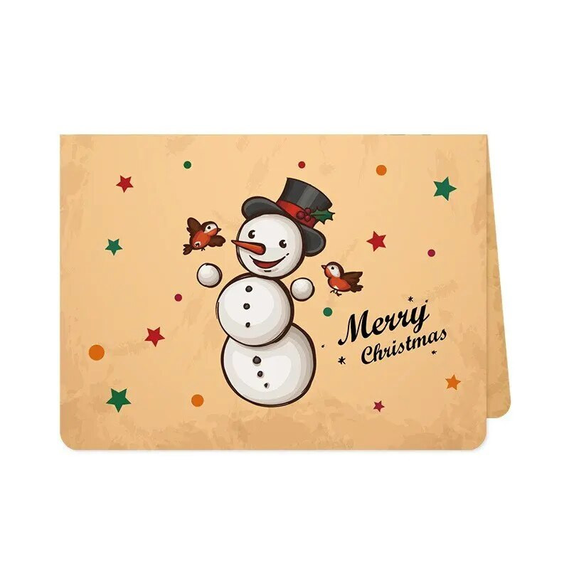 6/9Kalėdinių sveikinimo atvirukų rinkinys Kalėdų Senelio Sniego senelio palaiminimai Pusiau sulankstyti dovanų atvirukai Vokai su lipdukais Kalėdų puošmena