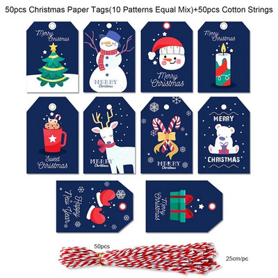50 vnt. Linksmų Kalėdų kraftpopieriaus etiketės Dovanų pakuotės papuošimas Kalėdų eglutės pakabinimo etiketė 2023 Navidad Naujųjų metų vaikų dovanų kortelė