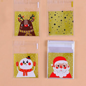 100 vnt. plastikiniai kalėdinių saldainių maišeliai Mielas Kalėdų senelio / sniego senio / elnio sausainių maišelis, skirtas „Navidad“ „pasidaryk pats“ sausainiams sausainių kepimo pakavimo reikmenims