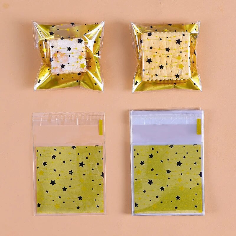 100 vnt. plastikiniai kalėdinių saldainių maišeliai Mielas Kalėdų senelio / sniego senio / elnio sausainių maišelis, skirtas „Navidad“ „pasidaryk pats“ sausainiams sausainių kepimo pakavimo reikmenims