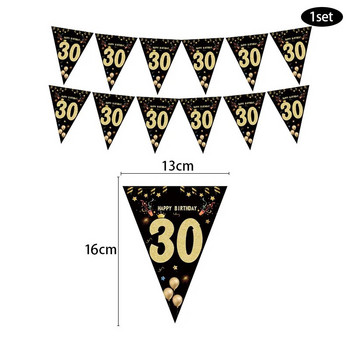 30 40 50 60 Χρόνια Χρόνια Πολλά Χάρτινο Πανό Διακοσμήσεις για πάρτι γενεθλίων Γιρλάντα ενηλίκων Επέτειος γενεθλίων 30/40 ετών Μαύρες σημαίες