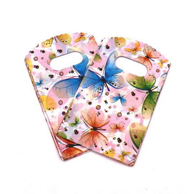 50 vnt. / partijos kelių modelių mažas plastikinis maišelis 9x15 cm butiko dovanų maišelis su rankenomis Gražūs žavesiai Auskarai Papuošalų pakavimo maišeliai