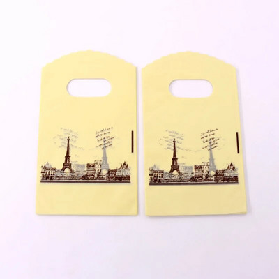 50 vnt. / partijos kelių modelių mažas plastikinis maišelis 9x15 cm butiko dovanų maišelis su rankenomis Gražūs žavesiai Auskarai Papuošalų pakavimo maišeliai