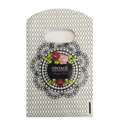 50 vnt. / partijos kelių modelių mažas plastikinis maišelis 9x15 cm butiko dovanų maišelis su rankenomis Gražūs žavesiai Auskarai Papuošalų pakavimo maišeliai