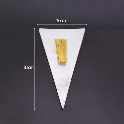 50 vnt./stal. Skaidrūs kūgiai saldainių laikymo maišeliai Kūgiai permatomas plastikinis maišelis Popcorn saldainių maišeliai, skirti kūdikių vakarėliui Vestuvių vakarėliui.