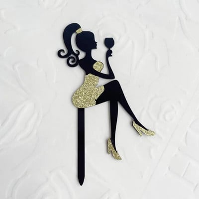 sclipici auriu tocuri înalte acrilic cake topper siluetă fată prințesă nuntă mireasă decorare desert cake topper pentru petrecere