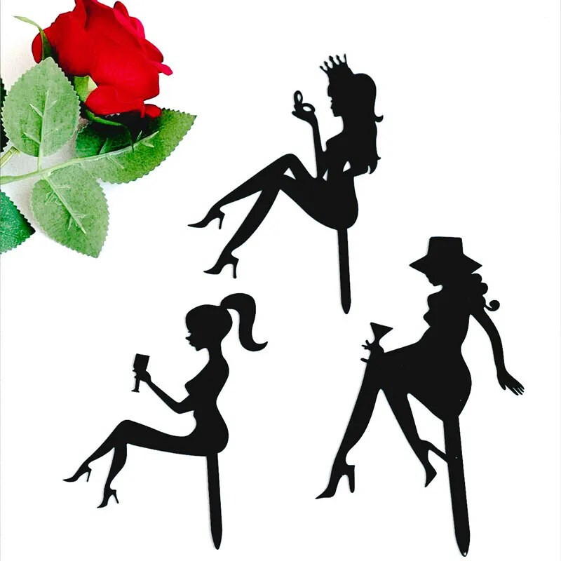 Blizgučiai auksiniai aukštakulniai Akriliniai torto papuošalai, Siluetas Mergina Princesė Vestuvių Nuotaka Dekoratyvinė Desertinė Torto Apdaila vakarėlio reikmenys