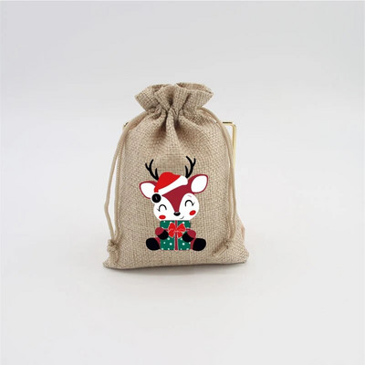 5 vnt. / partija natūralaus džiuto maišeliai 10x14 13x18 cm kalėdiniai raištelių maišeliai dovanų maišeliai Gražūs saldainių apyrankės papuošalų pakavimo maišeliai
