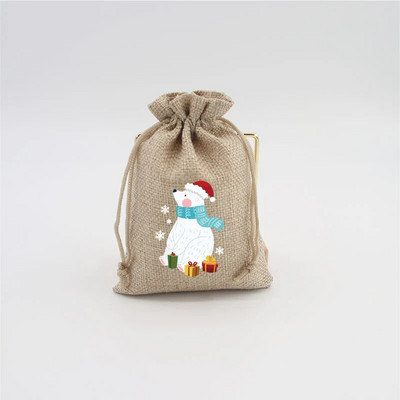 5 vnt. / partija natūralaus džiuto maišeliai 10x14 13x18 cm kalėdiniai raištelių maišeliai dovanų maišeliai Gražūs saldainių apyrankės papuošalų pakavimo maišeliai