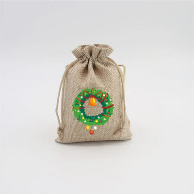 5 vnt. / partija natūralaus džiuto maišeliai 10x14 13x18 cm kalėdiniai raištelių maišeliai dovanų maišeliai Gražūs saldainių apyrankės papuošalų pakavimo maišeliai