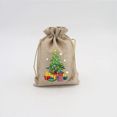 5 vnt. / partija natūralaus džiuto maišeliai 10x14 13x18 cm kalėdiniai raištelių maišeliai dovanų maišeliai Gražūs saldainių apyrankės papuošalų pakavimo maišeliai