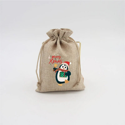 5 vnt. / partija natūralaus džiuto maišeliai 10x14 13x18 cm kalėdiniai raištelių maišeliai dovanų maišeliai Gražūs saldainių apyrankės papuošalų pakavimo maišeliai
