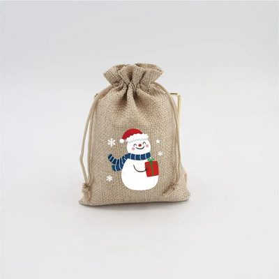5 vnt. / partija natūralaus džiuto maišeliai 10x14 13x18 cm kalėdiniai raištelių maišeliai dovanų maišeliai Gražūs saldainių apyrankės papuošalų pakavimo maišeliai