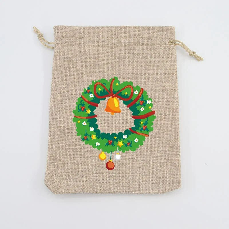 5 vnt. / partija natūralaus džiuto maišeliai 10x14 13x18 cm kalėdiniai raištelių maišeliai dovanų maišeliai Gražūs saldainių apyrankės papuošalų pakavimo maišeliai