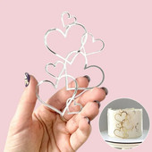 Vestuvių torto apmušalas Auksinis sidabrinis Meilės širdelės torto papuošimas Valentino dienos dovana Deserto papuošimas Akriliniai keksiukų tvarsčiai