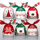 10/50 vnt Kalėdų triušio ausų plastikiniai maišeliai 13x22 cm maži sausainiai Papuošalų pakavimo maišeliai Saldainių dovanų maišelis sausainiams užkandžiams