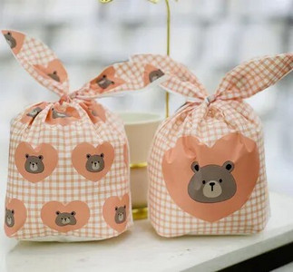 10/50 vnt Kalėdų triušio ausų plastikiniai maišeliai 13x22 cm maži sausainiai Papuošalų pakavimo maišeliai Saldainių dovanų maišelis sausainiams užkandžiams