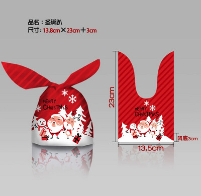 10/50 vnt Kalėdų triušio ausų plastikiniai maišeliai 13x22 cm maži sausainiai Papuošalų pakavimo maišeliai Saldainių dovanų maišelis sausainiams užkandžiams