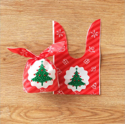 10/50 vnt Kalėdų triušio ausų plastikiniai maišeliai 13x22 cm maži sausainiai Papuošalų pakavimo maišeliai Saldainių dovanų maišelis sausainiams užkandžiams