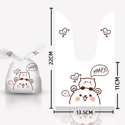 10/50 vnt Kalėdų triušio ausų plastikiniai maišeliai 13x22 cm maži sausainiai Papuošalų pakavimo maišeliai Saldainių dovanų maišelis sausainiams užkandžiams