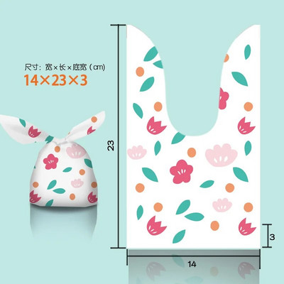 10/50 vnt Kalėdų triušio ausų plastikiniai maišeliai 13x22 cm maži sausainiai Papuošalų pakavimo maišeliai Saldainių dovanų maišelis sausainiams užkandžiams