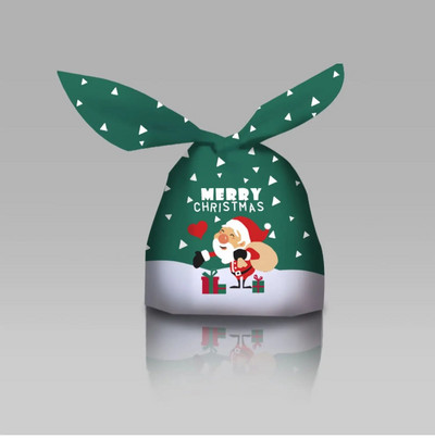 10/50 vnt Kalėdų triušio ausų plastikiniai maišeliai 13x22 cm maži sausainiai Papuošalų pakavimo maišeliai Saldainių dovanų maišelis sausainiams užkandžiams