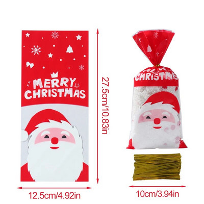25/50/100 vnt Kalėdų saldainių maišeliai su sausainių sausainių paketu Kalėdų puošmena 2023 m. dovanų maišelis, skirtas vaikų vakarėlio reikmenims