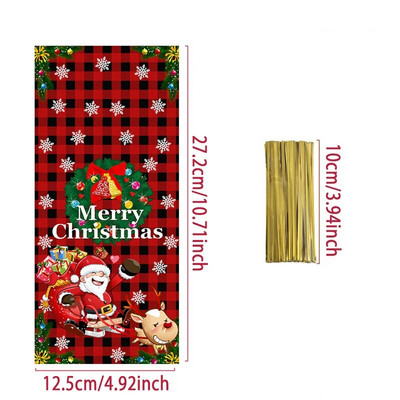 25/50/100 vnt Kalėdų saldainių maišeliai su sausainių sausainių paketu Kalėdų puošmena 2023 m. dovanų maišelis, skirtas vaikų vakarėlio reikmenims