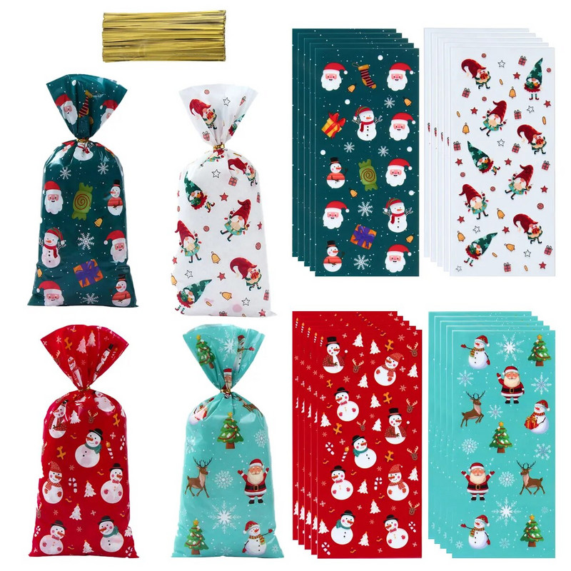 25/50/100 vnt Kalėdų saldainių maišeliai su sausainių sausainių paketu Kalėdų puošmena 2023 m. dovanų maišelis, skirtas vaikų vakarėlio reikmenims