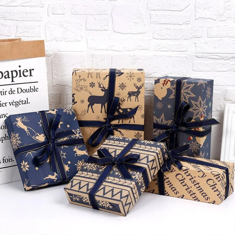 5vnt.50*76cm Kalėdų dovanų vyniojamasis popierius Elk Snowman Dekoratyvinis kraftpopierius Origami vyniojamasis popierius mišrus atsitiktinis