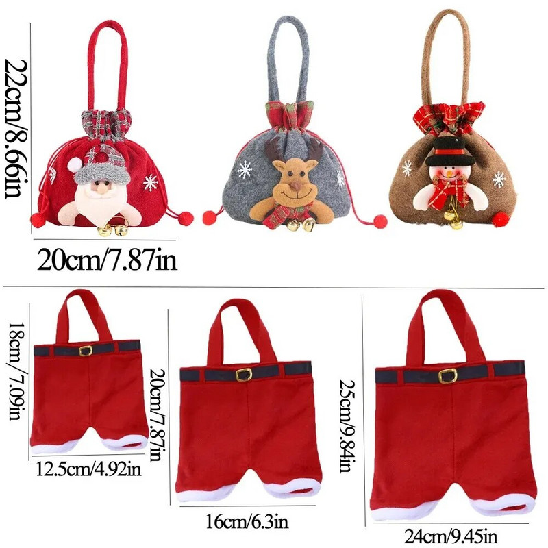 Kalėdų dovanų krepšys Eve Apple Package Animacinis filmas Kalėdų Senelis Sniego senelis Briedis Linksmų Kalėdų Deko saldainių krepšys Laimingų Naujųjų Metų 1 vnt.