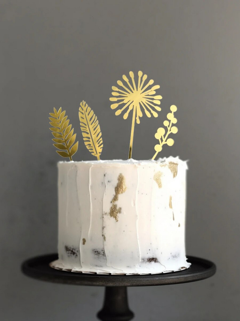 Torto viršus INS Style Kepimas Tortų dekoravimas Paprasti aukso lapų akriliniai įdėklai Mori vėžlys nugaros lapų rožių įdėklas