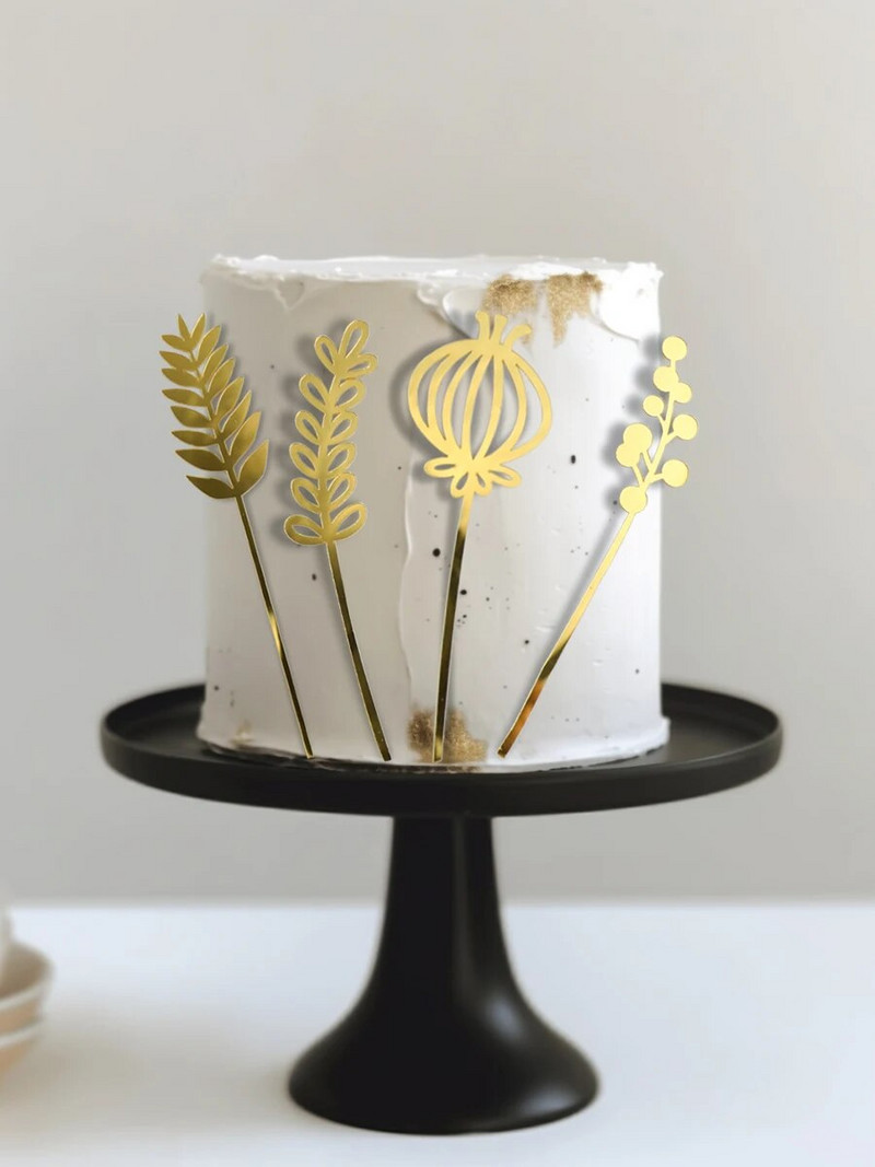 Torto viršus INS Style Kepimas Tortų dekoravimas Paprasti aukso lapų akriliniai įdėklai Mori vėžlys nugaros lapų rožių įdėklas