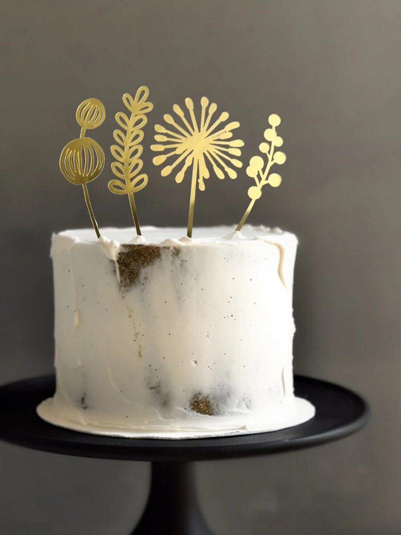 Torto viršus INS Style Kepimas Tortų dekoravimas Paprasti aukso lapų akriliniai įdėklai Mori vėžlys nugaros lapų rožių įdėklas